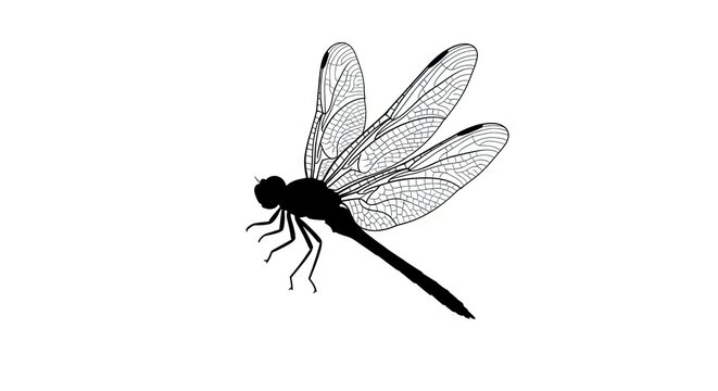 Black and white dragonfly illustration