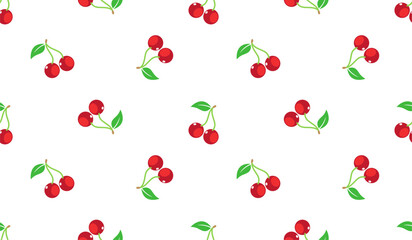 Seamless red cherry pattern design, flat cherry pattern template vector.