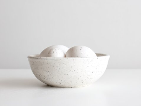White speckled ceramic bowl with eggs
- Powered by Adobe