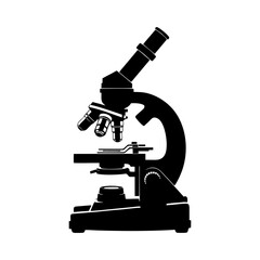 Microscope silhouette on white background