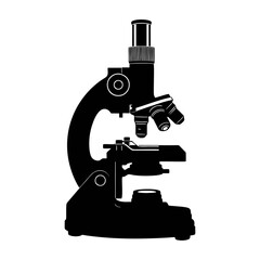 Microscope silhouette on white background