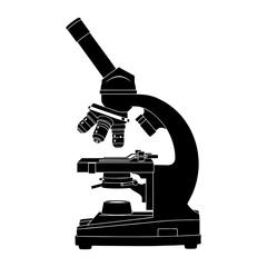 Microscope silhouette on white background