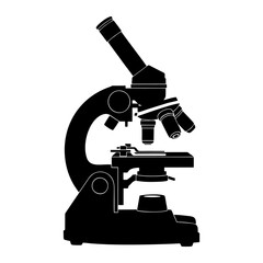 Microscope silhouette on white background