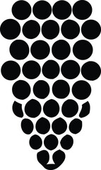 Stylized silhouette of a bunch of grapes rendered in solid black ovals against a white background