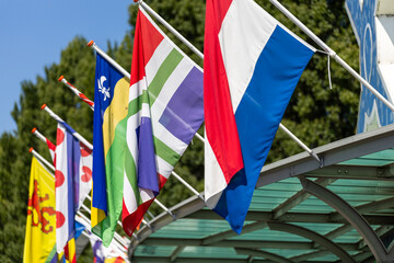 Multiple Colorful International Flags in the Sunlight