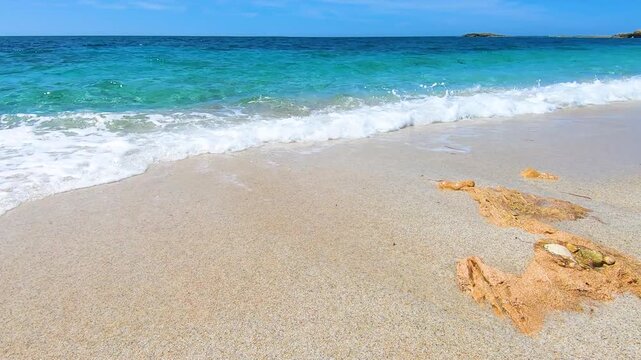 Turquoise water in Is Arutas beach. Sardinia, Italy
