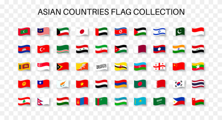 Asian countries flags collection. Vector EPS 10