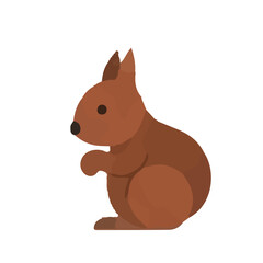 A simple illustration of a cute brown squirrel standing up. This adorable woodland creature is depicted in a flat, cartoon style, isolated on a white background.