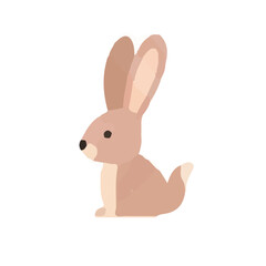 Obraz premium Charming side-profile illustration of a cute brown rabbit. Minimalist, gentle drawing perfect for children's decor, Easter greetings, or spring-themed projects.