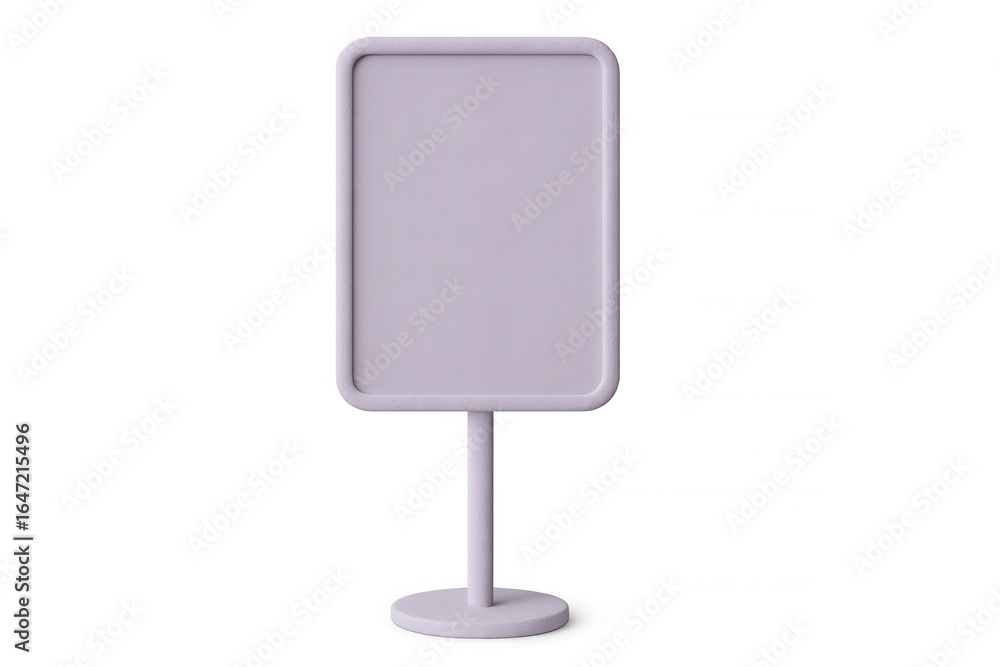 Poster purple blank sign on a stand with a transparent background, perfect for adding your own message or d