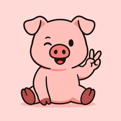 Fototapeta premium pig sitting with legs spread