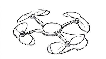 Hand-drawn vector illustration of a drone showcasing modern technology and innovation, with a