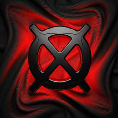 Sleek Metallic Black Athletic Logo with Red Lighting and Dynamic Fabric