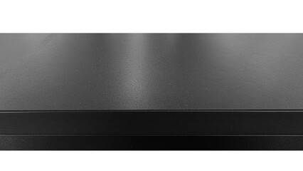 Minimalist black counter or tabletop with a matte textured finish, isolated on white background, ideal for product mockups or design.