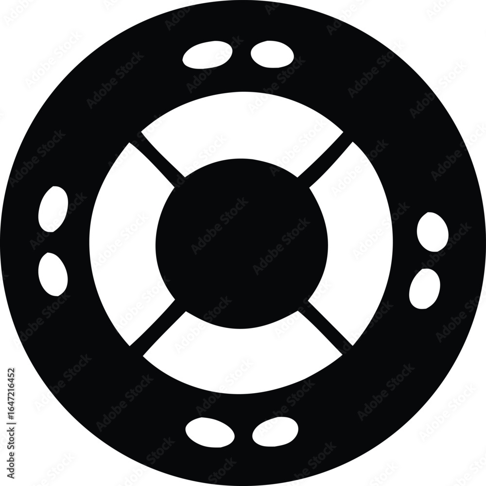 Poster abstract circular design with radial spokes and oval cutouts symbolizing technology or a stylized ta