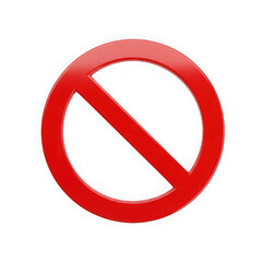 Bright red prohibition symbol isolated on a transparent background indicating restriction or stop isolated on transparent background