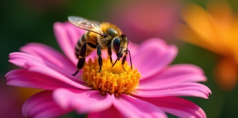 Bee's legs gripping petals, proboscis deep in flower , wildlife, flower, flower anatomy