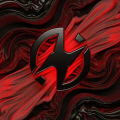 Sleek Metallic Black Athletic Logo with Red Lighting and Dynamic Fabric