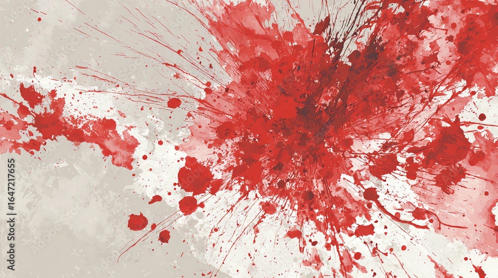 Poster abstract red ink splatter on white background - dynamic explosion