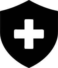 Fototapeta premium Black shield with a white medical cross icon