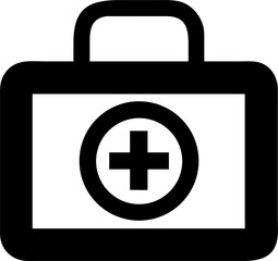 Fototapeta premium Medical emergency kit icon with first aid symbols and cross