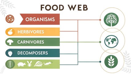 Educational Food Web Diagram Illustrating Ecosystem Interactions