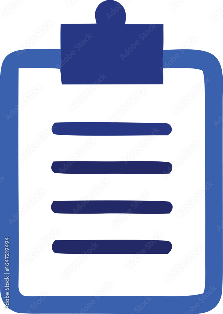 Poster simple blue clipboard icon with lined paper representing tasks notes or to do lists for organization