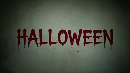 Halloween text with dripping blood on a grunge wall, spooky and horror themed, perfect for posters