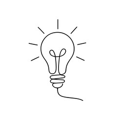 Minimalist Continuous Line Art of Light Bulb Idea Icon
