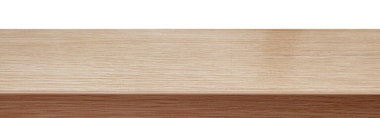 Light brown wooden tabletop with visible grain texture, clean and isolated on a white background, ideal for product mockups or presentations