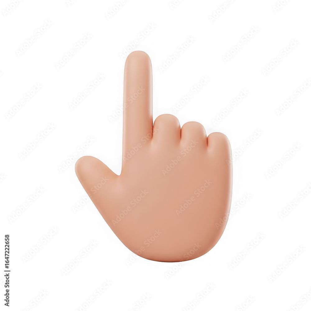Fototapete 3d rendered hand cursor pointing upwards with index finger raised isolated on transparent background