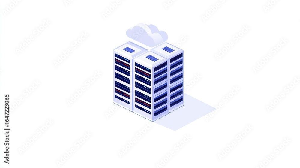 Poster isometric data servers and cloud computing represent the future of data management and storage