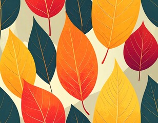 Obraz premium Autumn leaves pattern (4)