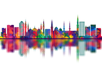 Obraz premium Medina Saudi Arabia Skyline. Cityscape Skyscraper Buildings Landscape City Downtown Abstract Landmarks Travel Art