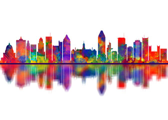 Obraz premium Montreal Skyline. Cityscape Skyscraper Buildings Landscape City Downtown Abstract Landmarks Travel Art