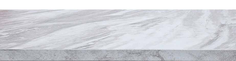 Polished white marble tabletop surface isolated