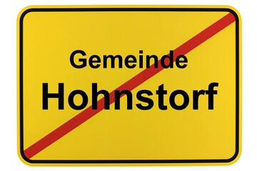 Illustration eines Ortsschildes der Gemeinde Hohnstorf in Niedersachsen	