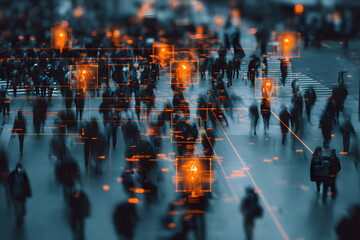 face recognition technology. Crime prevention measures using AI and personal identification technology in street surveillance cameras