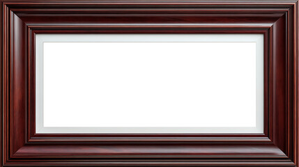Isolated Dark Wood Picture Frame with White Matte