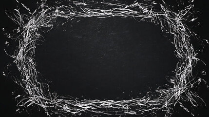 Oval water splash frame on a dark black chalkboard background with copy space