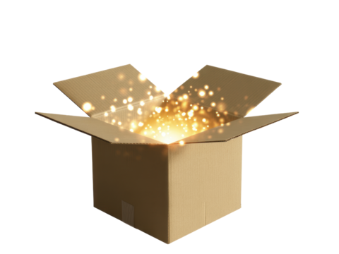 Magic Sparkles Coming from an Open Box