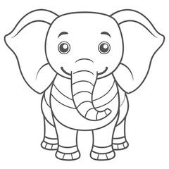 Naklejka premium cute elephant outline for kids coloring book 