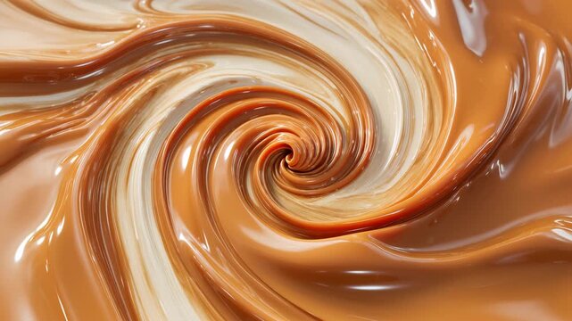 abstract background of light and dark sweet cream mixing together in a mesmerizing liquid vortex.
