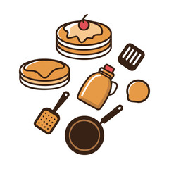 Breakfast Bonanza Pancake Stack Syrup Frying Pan and Spatulas A Culinary Dream for Delicious Morning Treats