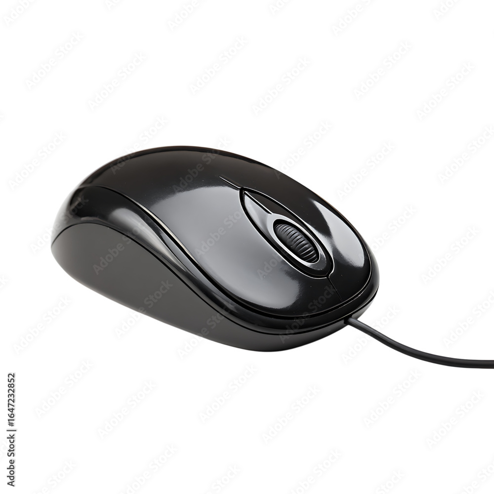 Poster sleek wired computer mouse with tactile scroll wheel, essential for modern office productivity and d