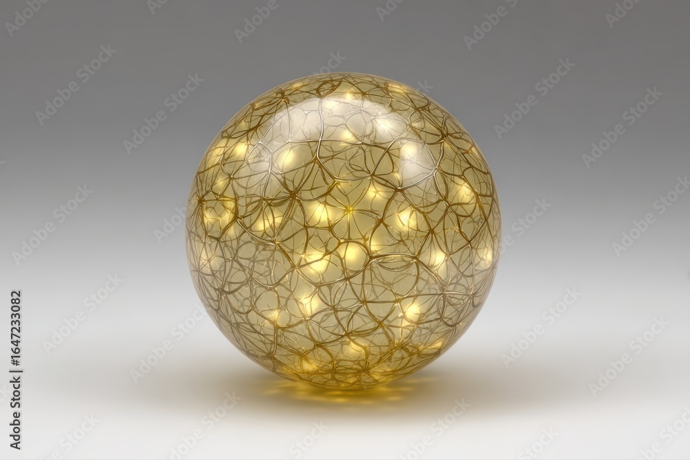 Poster a mesmerizing glass ball filled with a string of glowing lights inside, creating a beautiful and mag