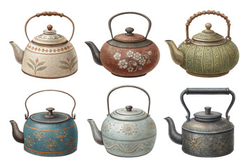 set of antique tea pots