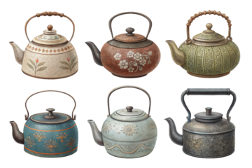 set of antique tea pots