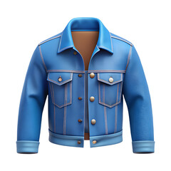 3d icon of blue denim jacket isolated on transparent background