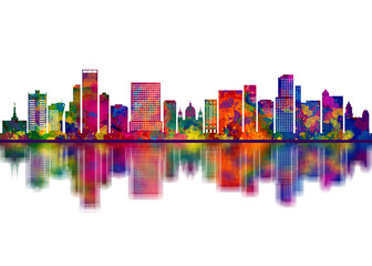 Porto Alegre Brazil Skyline. Cityscape Skyscraper Buildings Landscape City Downtown Art